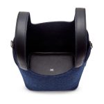 Hermès Blue Nuit Feutre Wool and Black Swift Picotin Lock 22 Palladium Hardware - Image 7